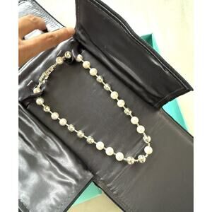 Tiffany Co Solid Silver Mixed Bead Ball Large Pearl Hardwear Link Heavy Necklace